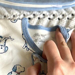 Little Me- Puppy Footed One-Piece And Hat - 6M